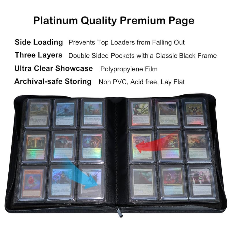 Top Loader Binder for Cards - 432 Card Capacity, 9-Pocket Pages, Black Variation: Black+9-Pocket
