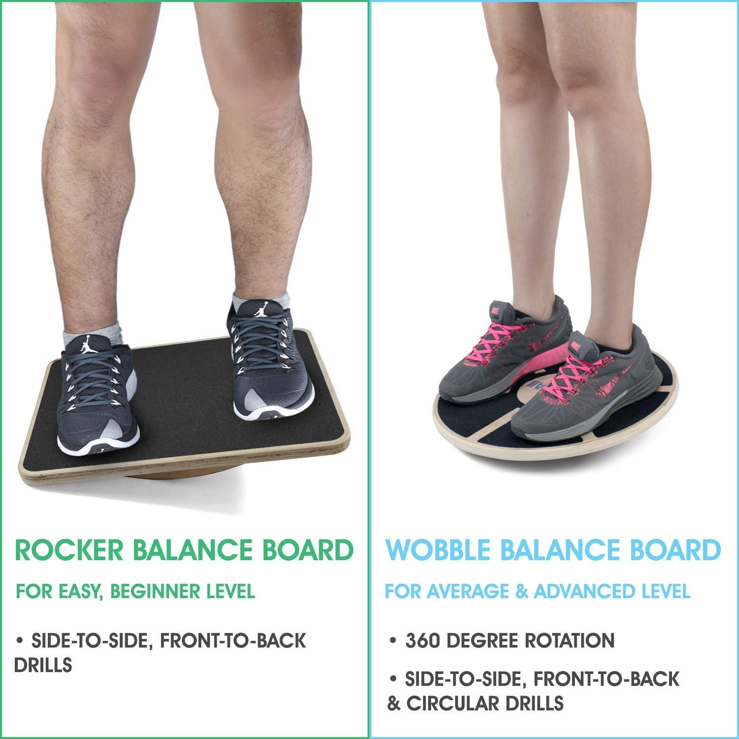 Yes4All 350LBS Professional Wooden Balance Board - Anti-Slip Wobble Board for Leg Workouts | Ideal for Standing Desks