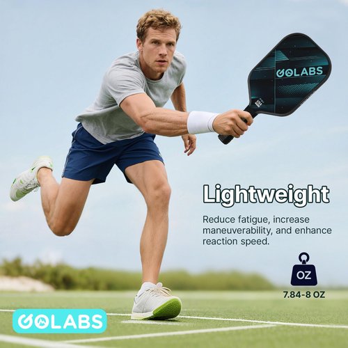 Golabs PB1 Pickleball Paddles Set of 2, Durable Fiberglass Surface& 16mm STR-Core Power Polymer Core, USAPA Approved, 8oz Lightweight & Comfort Anti-Slip Elongated Grip for Increased Power and Spin