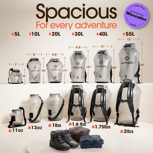 Earth Pak Waterproof Dry Bag - Roll Top Backpack Keeps Gear Dry for Kayaking | Includes Waterproof Phone Case