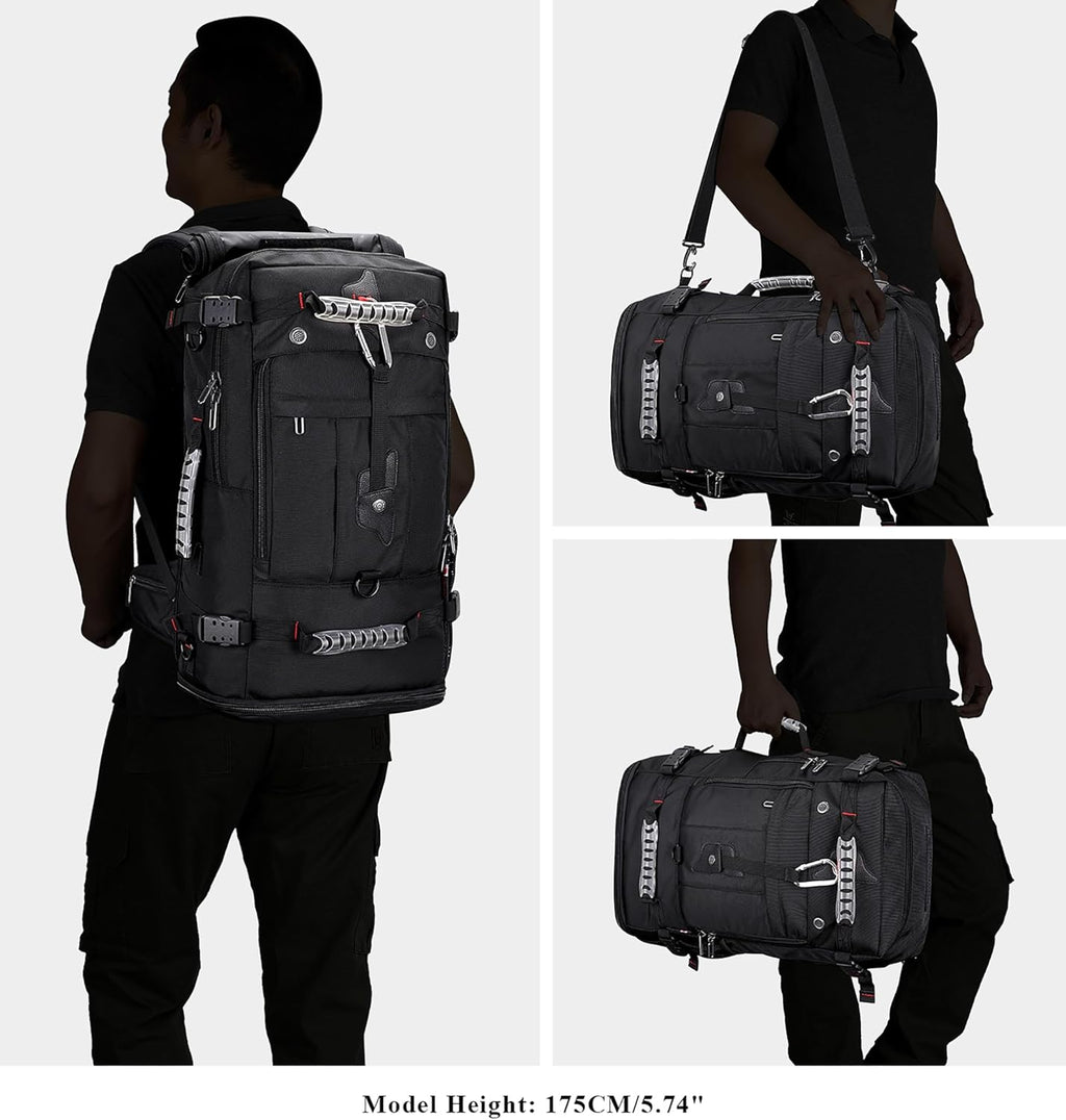 WITZMAN Travel Backpack - Convertible Duffle Luggage for 17-Inch Laptop | Black Carry-On Bag