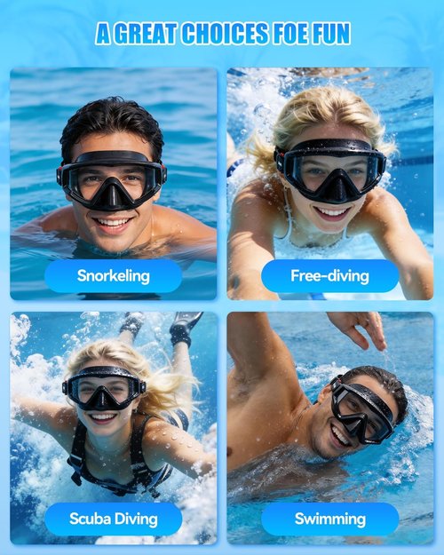 Aegend Diving Mask for Adult & Teen - Panoramic Anti-Fog Comfort Fit Goggles with Mesh Bag for Snorkeling, Scuba Diving, Freediving & Swimming
