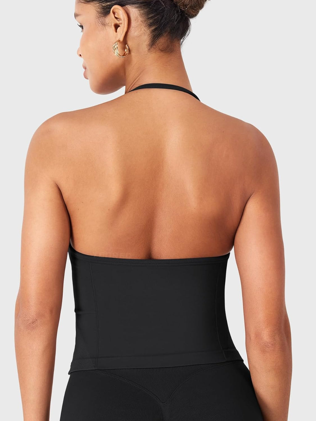 YEOREO SoftHue Longline Strappy Halter Top - Women's Backless Workout Tank with Adjustable Straps