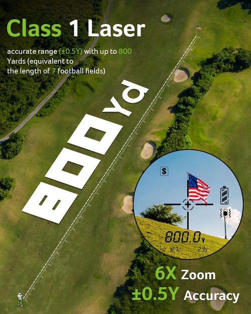 Acer Golf Rangefinder - 800/1200 Yards with Slope, 6X Magnification & Rechargeable Battery | Ideal for Hunting & Golf