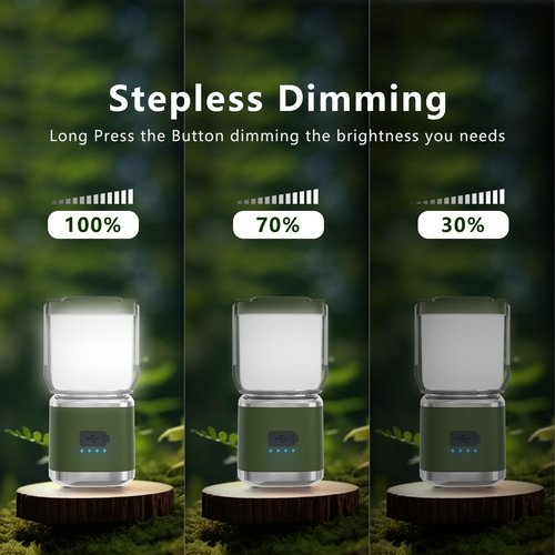 Portable Camping Lantern Rechargeable -4inch, 2000LM LED Camping Lights Lantern with Redlight&20Hours Runtime& Stepless Dimming, Hurricane Emergency Lights for Power Outages, Waterproof Camping Lamp