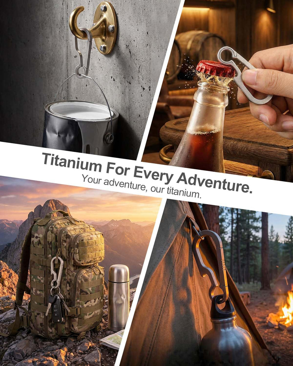 PJYTAC Titanium Carabiner Keychain Clip 2/2.6 Inch Small Carabiner Clips Heavy Duty Key Holder Quick Release Key Chain for Keys Bottle Opener Keychain Valentines Day Gift for Him Men