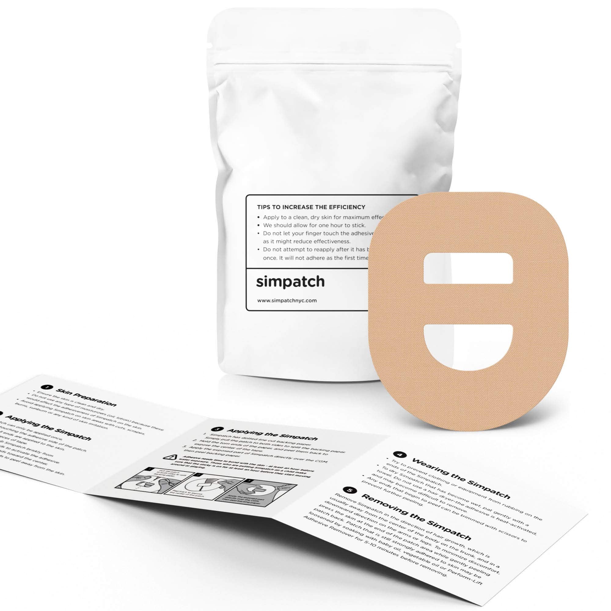 SIMPATCH Adhesive Patch for Omnipod with Strap - Pack of 25 (Tan)