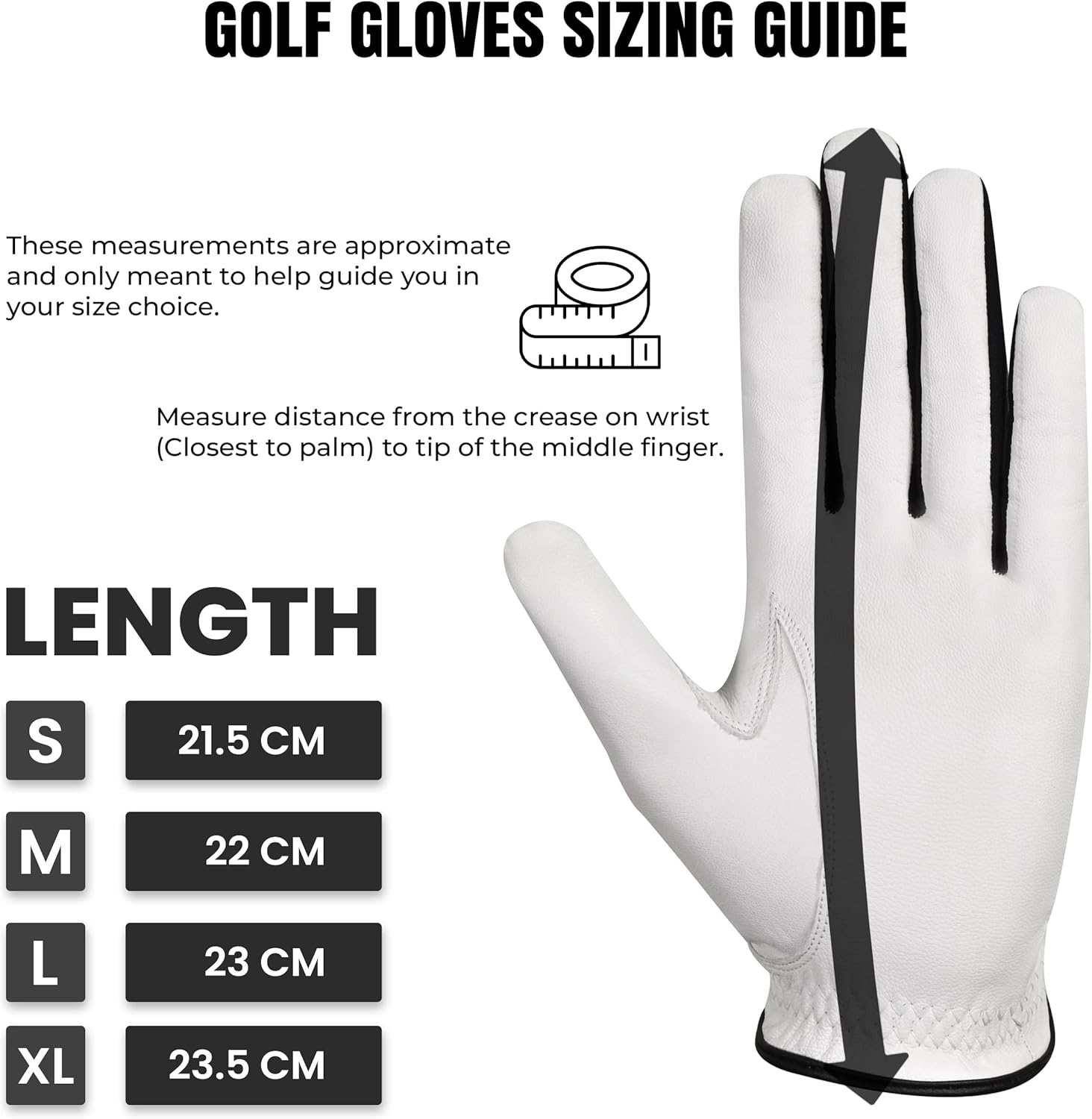Skiennix Premium Leather Golf Glove - Classic White Design for Men | Left & Right Hand Options