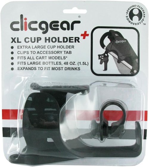Clicgear Golf Trolley Cup Holder - XL Size for Easy Access | Sleek Black Design