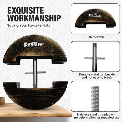 RadBizz Elite Edition Adjustable Hat Stretcher - Premium Hat Stretcher- Durable, Precision Adjustment Mechanism