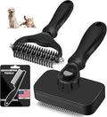 Skiennix 3PCS Pet Grooming Set - Self-Cleaning Slicker Brush, Rake & Flea Comb for Dogs, Cats & Horses | Black