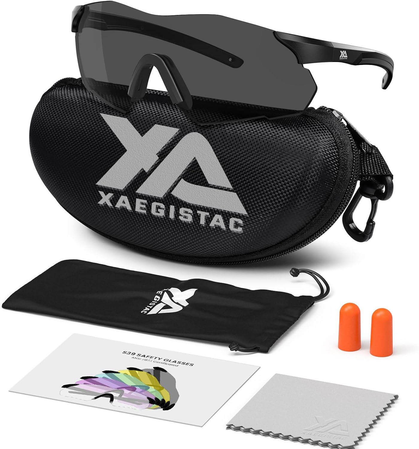 Xaegistac Safety Glasses - Anti-Fog Shooting Glasses with Wide Field of View & Soft Nose Pad
