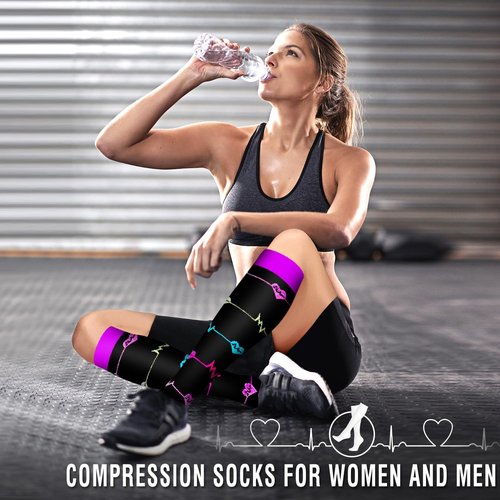 Bluemaple Copper Compression Socks - 6 Pack for Men & Women | Best Support for Circulation, Running & Nursing