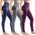 Skiennix High Waist Leggings for Women - 3 Pack with Convenient Pockets | Comfortable Fit