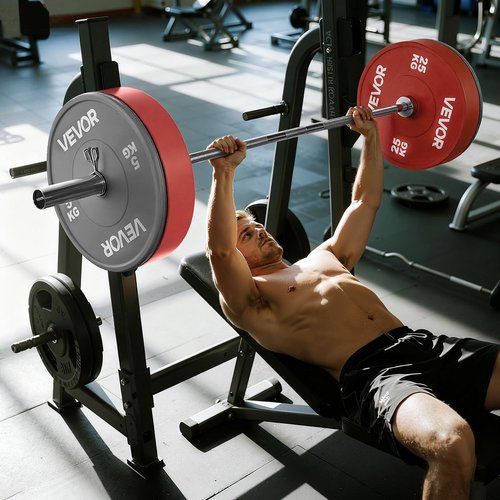 VEVOR 4FT/6FT/7FT Barbell Bar, Fits 2-Inch Weight Plates, Chrome Plated Barbell Bar with Knurled Grip for Strength Training, Weightlifting, Squat, Deadlift, Bench Press, Curl, Overhead Press, 500lbs/700lbs/1000lbs Capacity (Silver, 6FT 25.68lbs Barbell, 5