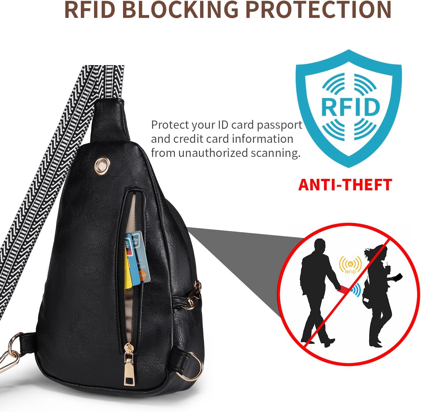 Skiennix Crossbody Bag for Women - Anti-Theft Sling Handbag with Zipper Lock | Vegan Leather, RFID Blocking