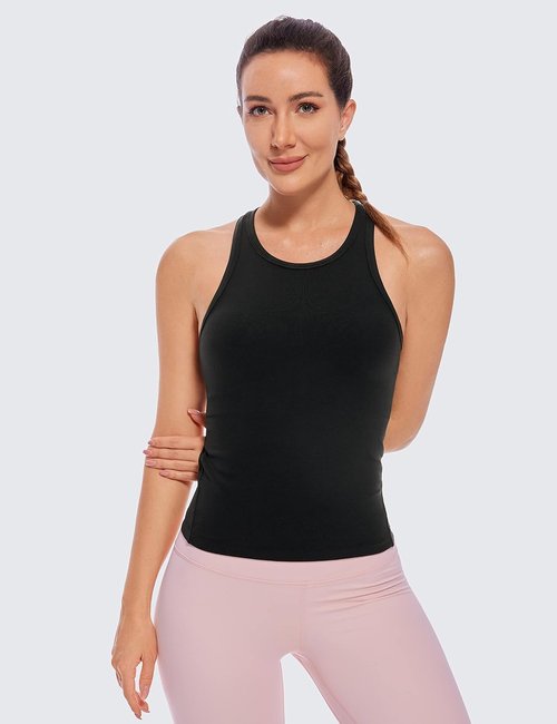 CRZ YOGA High Neck Tank Top for Women - Butterluxe Yoga Camisole | Athletic Sleeveless Gym Shirt