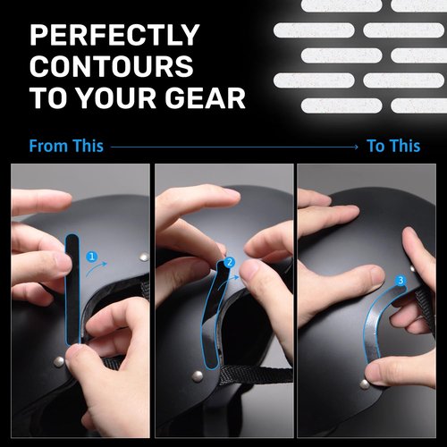 Elos 3M Reflective Black Stickers - Reflective Helmet Tape, Motorcycle Reflective Tape, Hi Viz Stickers for Helmets - Discreet Black Until Light Hits It (Regular Style, 2, Count)