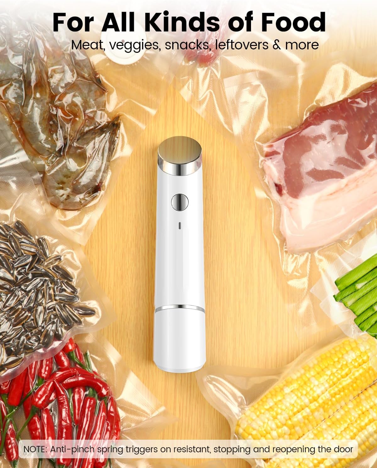 Skiennix Portable Vacuum Sealer - Powerful Handheld Food Sealer with 30 Reusable Bags | Compact & Cordless