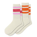 2 Pack Men & Women Retro Striped Crew Socks - Cotton Calf Socks, Orange Series