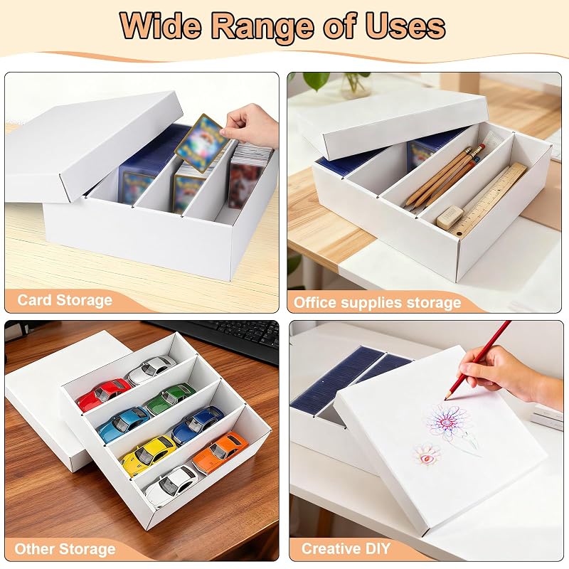 4-Row 3600+ Card Storage Box, Toploaders – 10-Pack, White (Variation: Bright White+10-Pack)