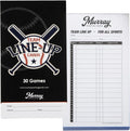 Murray Sporting Goods Baseball Lineup Cards - 30 Games with 16 Player Roster Sheets | 4-Part Carbon Copies