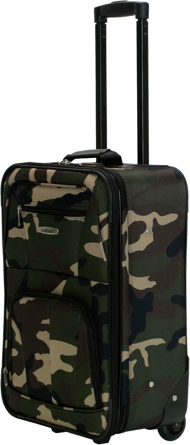 Rockland Fashion Softside Upright Luggage Set,Expandable, Wheel, Telescopic Handle, Camouflage, 2-Piece (14/19)