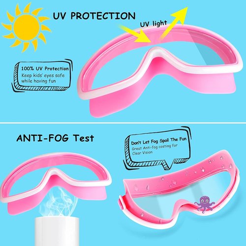 COOLOO Kids Swim Goggles - Anti-Fog, Waterproof Design with Nose Cover | 2 Pack for Ages 3-15