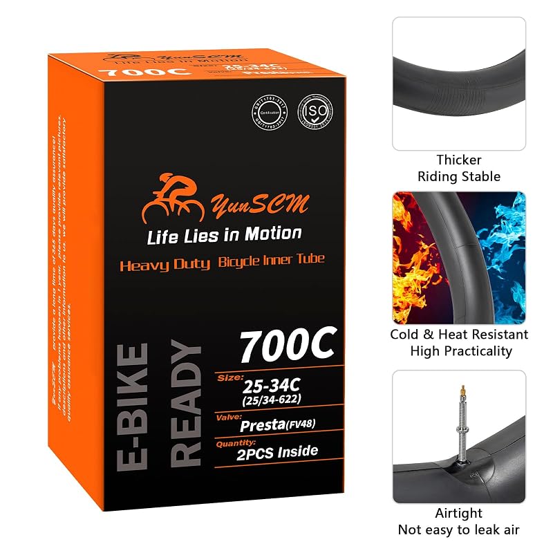 Heavy Duty Bicycle Inner Tube 700x25-34C FV48 2-PCS