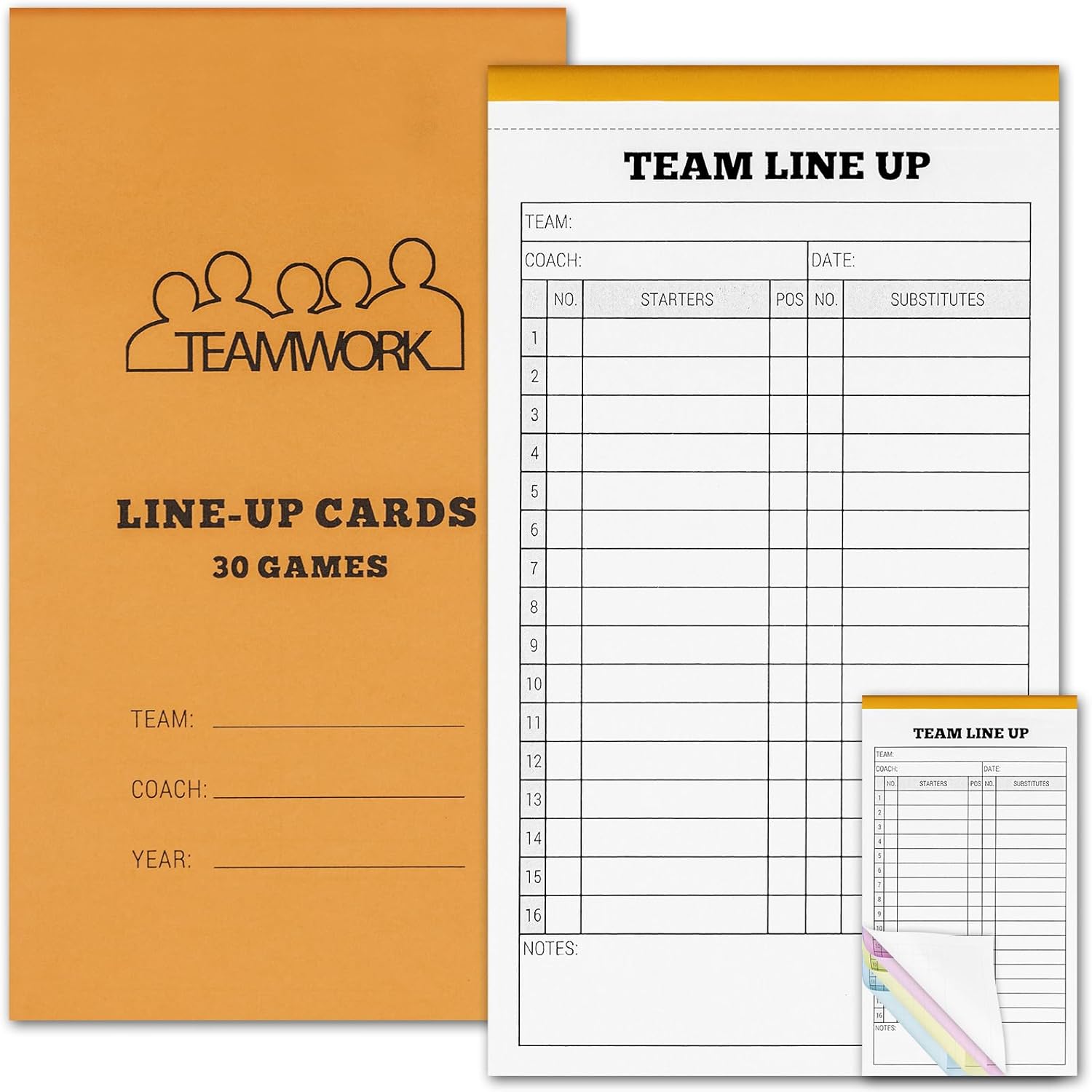 Regine Switzerland Softball/Baseball Lineup Cards - 60 Sets of 16 Player Carbonless Sheets | 4.5 x 8 in