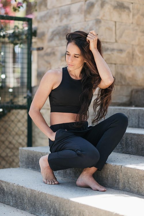 Yogipace Petite Women's 7/8 On The Go Pants, Drawstring Casual Lounge Joggers, Everyday Travel Pants,Black,24",Size Small