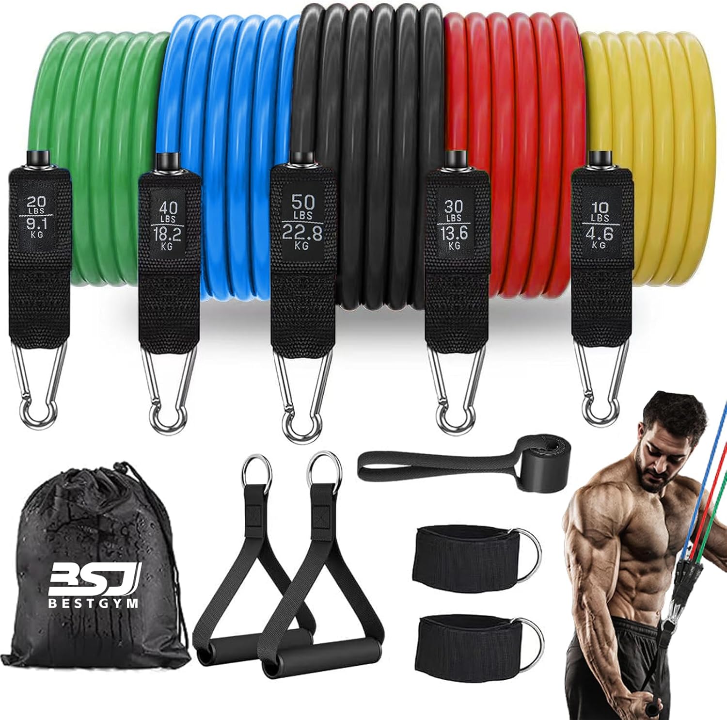 Skiennix Resistance Bands - Versatile Workout Bands with Handles & Door Anchor | Strength Training for Men & Women
