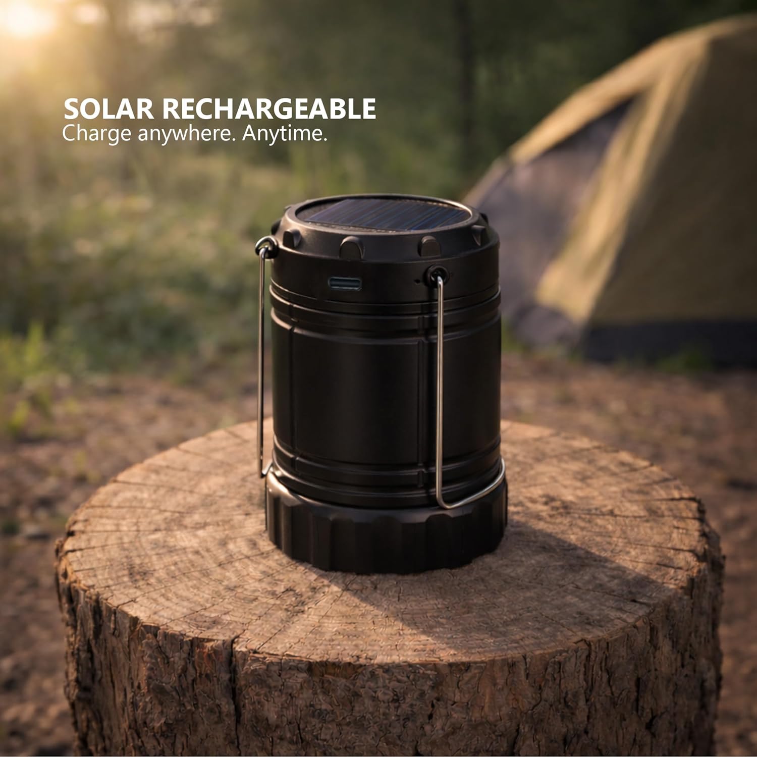 Solar & Rechargeable LED Camping Lantern - Waterproof IP55, Bright & Portable with Power Bank | Ideal for Camping, Hiking & Outdoor Use