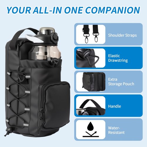 Xan Concept Magnetic Gym Bag for Men and Women,Water Bottle Bag with Phone Pockets & Shoulder Strap,Powerful Magnet Gym Pouch,Magnetic Bag for Sports,Work(Black)