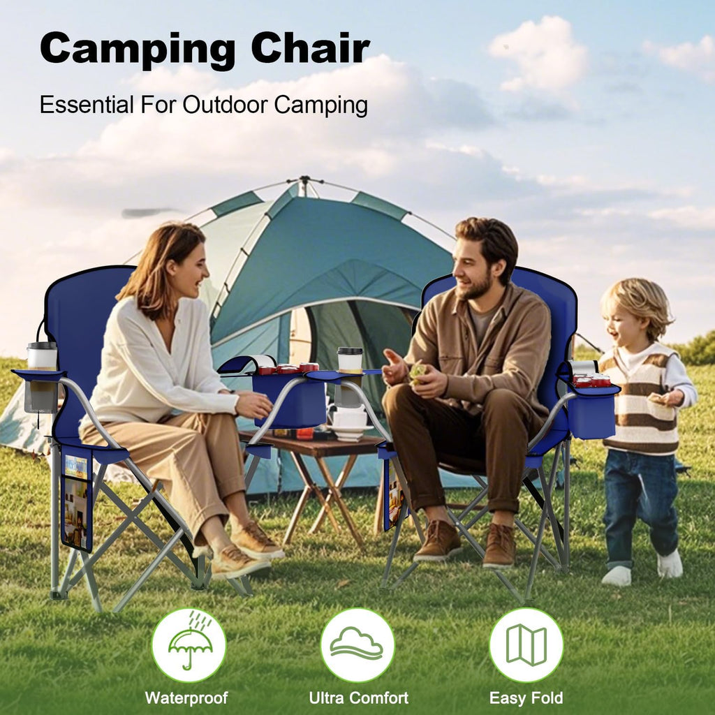 VTOY Folding Camping Chair - Durable 600D Oxford Fabric with Cooler Pouch & Cup Holder | Portable Outdoor Seating