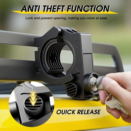 Shovel Mount with Lock, Quick Release Clamp Heavy Duty Anti-Theft Shovel Holder Design for Vehicle, Trucks, Off-Road, UTV ATV, Boat, Molle Panels,Roof Rack Fits 1.2"-2.0" Tool Handles (2)