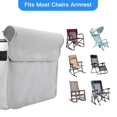 Xxerciz Beach Chair Cup Holder, Camping Chair Armrest Drink Organizer with Easily Attached Hook and Loop Strap, Universal Chair Accessory for Water Bottle, Sunglasses, Phone, Tablet, etc. (Gray)