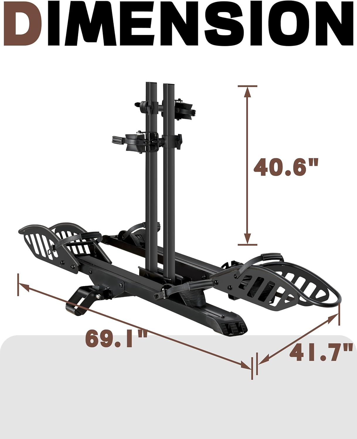 Young Electric Bike Rack - Heavy Duty Hitch Mount Carrier for 2 Ebikes | 200lb Capacity, Smart Tilting & One-Hand Folding, Fits 5-Inch Fat Tires
