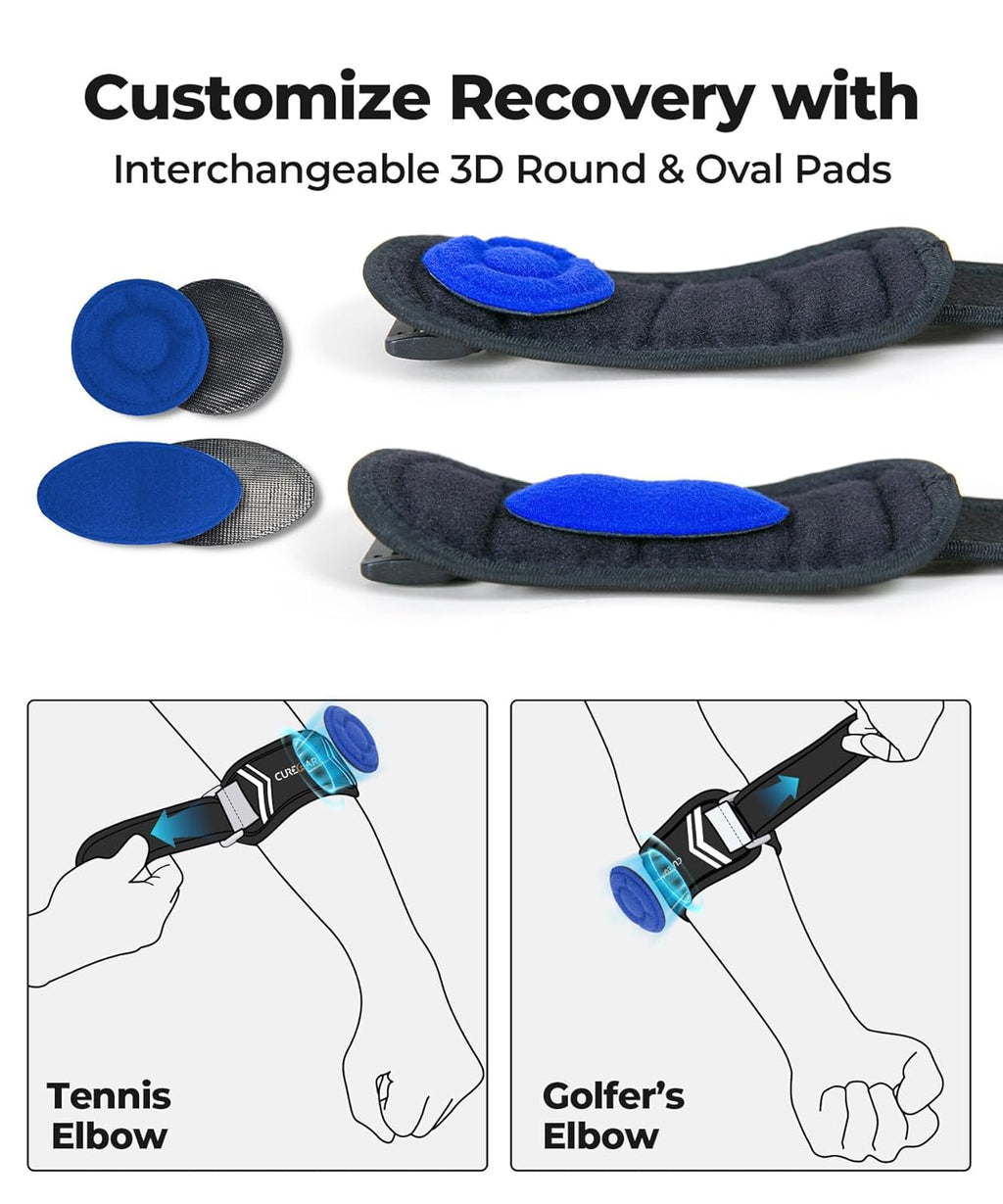 Upgraded Regine Switzerland Tennis & Golf Elbow Brace - Targeted Support Forearm Compression, Adjustable Strap (Black)