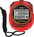 Skiennix Stopwatch Timer - Digital Sports Stopwatch with 10 Splits/Laps & Large Display | Red