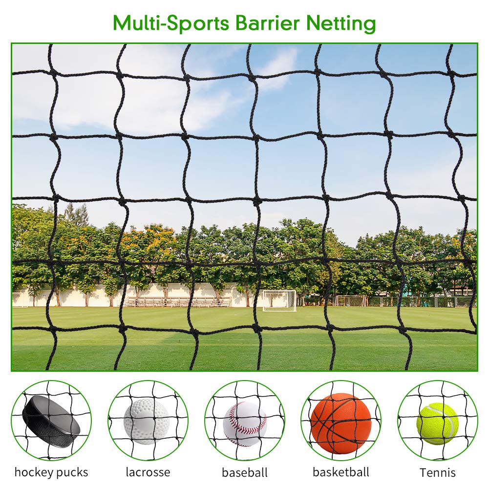 Wiseek Baseball Softball Backstop Nets, Heavy Duty Sports Netting Barrier #18 Baseball Netting 10'x10'/10'x20'/15'x15'…