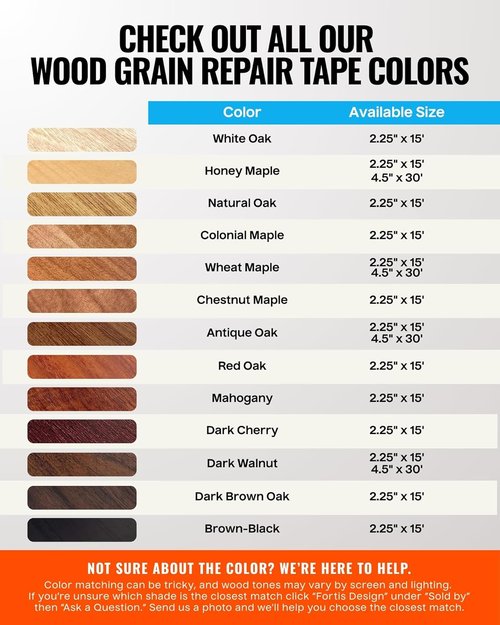 MATCH 'N PATCH Wood Grain Repair Tape - Dark Walnut | 2.25 in x 15 ft | Ideal for Furniture Scratch Repair