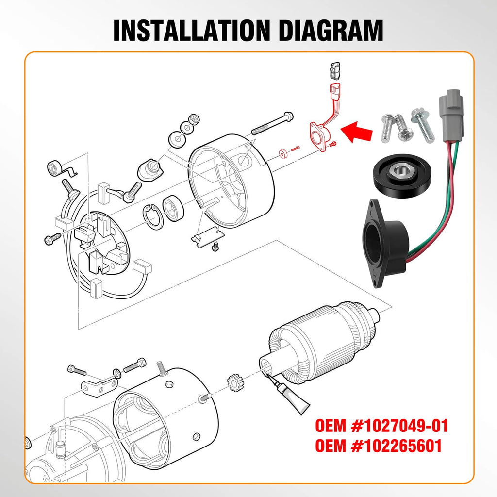 Speed Magnet Speed Sensor Fit for Club Car IQ DS Precedent 2004+ Tempo 2018+ 48V Electric Golf Cart with ADC Motor Includes Screws, OEM# 102704901 102265601