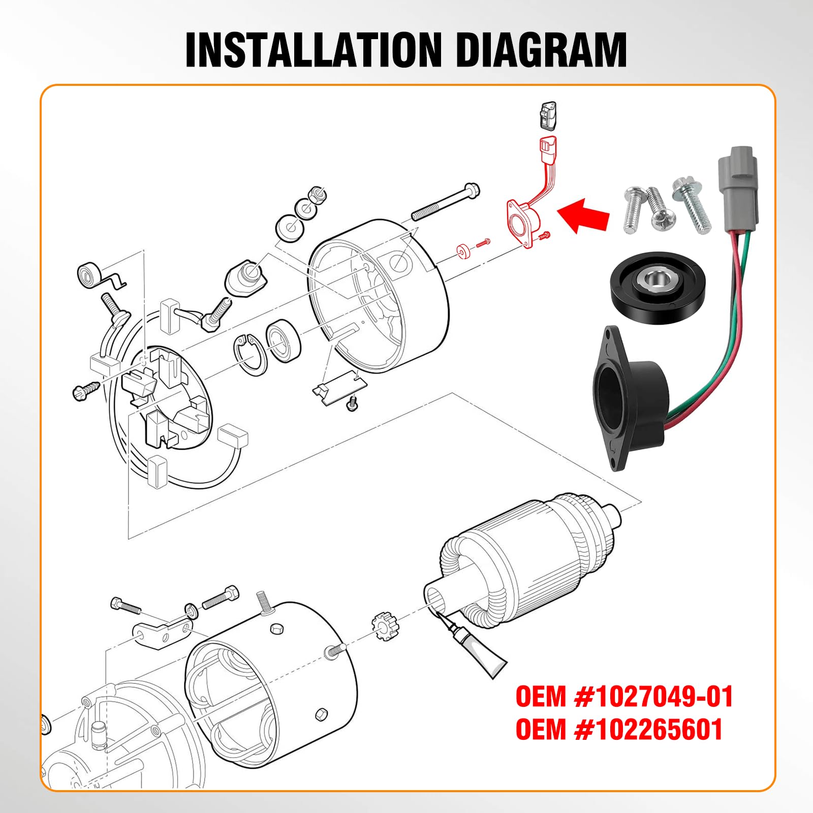 Speed Magnet Speed Sensor Fit for Club Car IQ DS Precedent 2004+ Tempo 2018+ 48V Electric Golf Cart with ADC Motor Includes Screws, OEM# 102704901 102265601