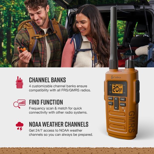 Cobra TrailBlazer 250 GMRS Radio (2-Pack) – AA Battery Powered with USB-C Charging, Compact 2.5W Long Range Walkie Talkies, NOAA, Programmable Software, Removable Antenna, Repeater Capable