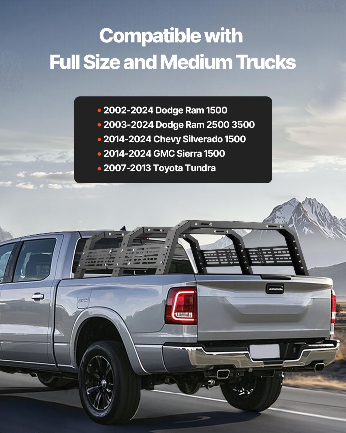 VEVOR Overland Truck Bed Rack - Adjustable 54.3-68.3 in Width | Heavy Duty Steel, 900 lbs Capacity