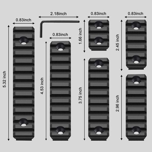 Bontok Picatinny Aluminum Accessory Rail Set - Includes T-Nuts, Screws & Wrench | Squared Corner Design