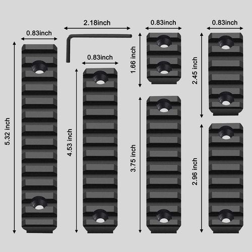 Bontok Single Picatinny Aluminum Accessory Rail Set with T-Nuts & Screws, Wrench- Squared Corner- Aluminum