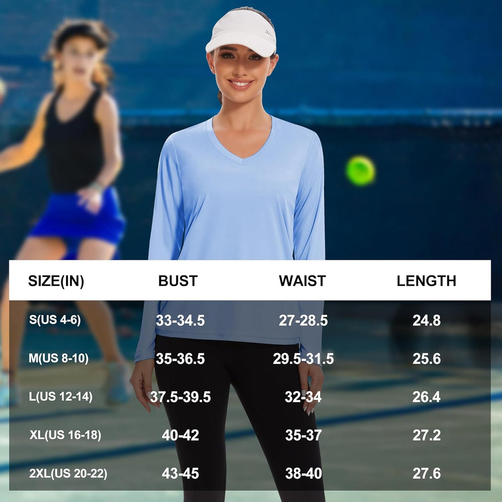 Skiennix Women's Long Sleeve Workout Tops - Moisture-Wicking V-Neck Athletic Shirts | Quick-Dry Fitness Wear