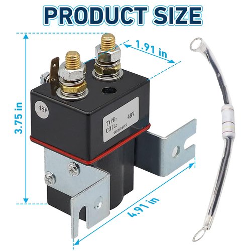Golf Cart 48V Solenoid, 4 Terminal Coil Suitable for 1995-UP DS and 2004-2008 Precedent Golf Carts, OEM#: 101908701 102774701 5722